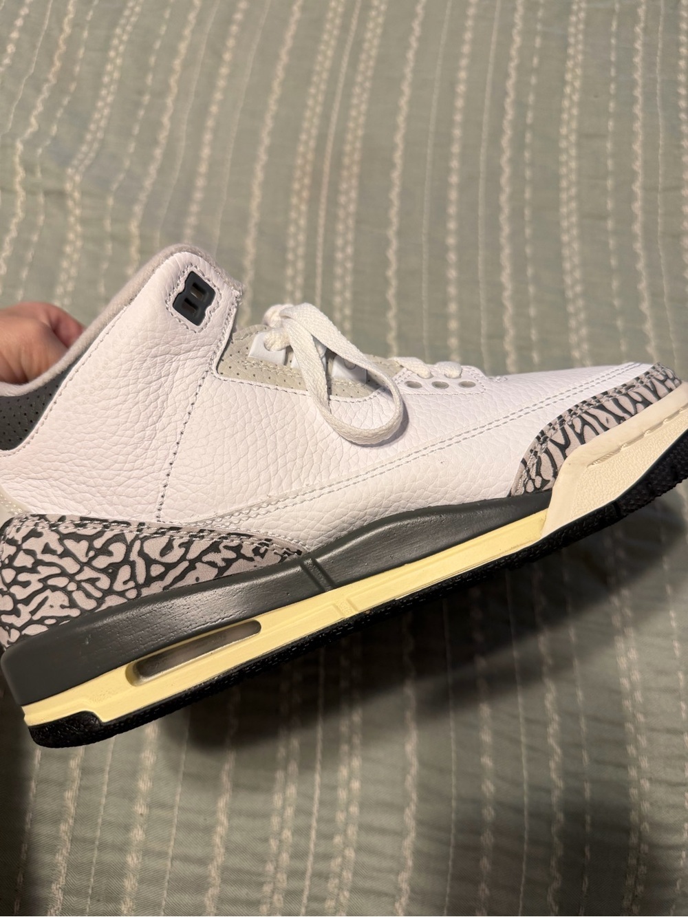 Air Jordan 3 Retro White Gray Elephant Print Sneaker
